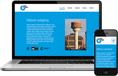 Náhled webu o věžových vodojemech